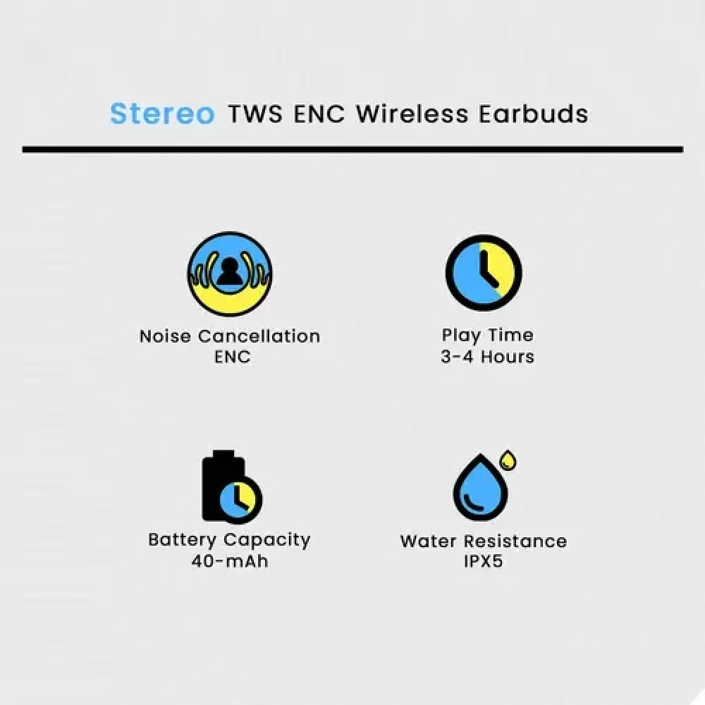 Stereo TWS ENC Wireless Earbuds