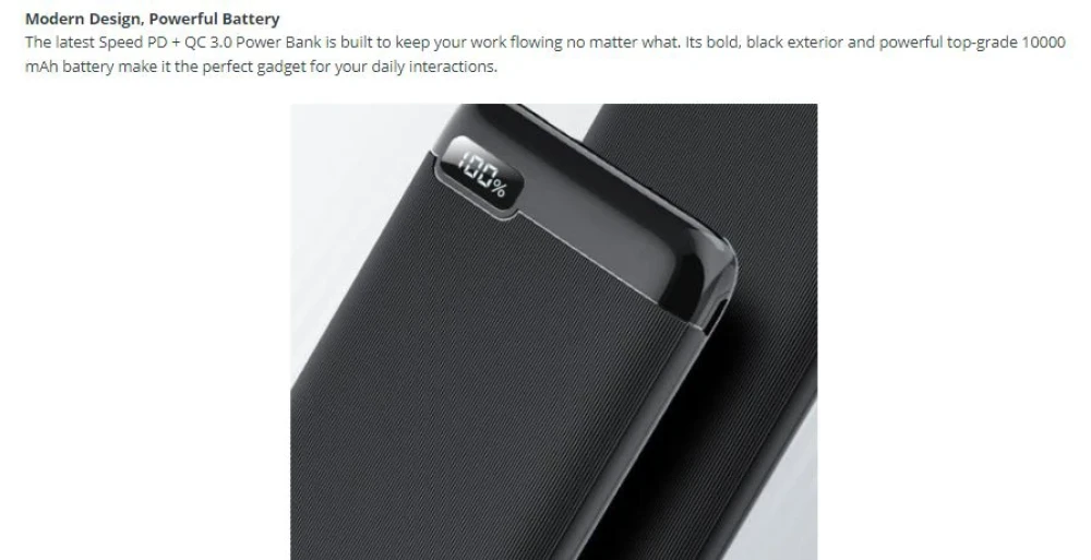 Speed PD + QC 3.0 Power Bank Series 10000 mAh